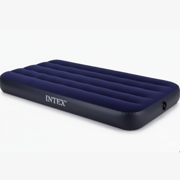Одномісний надувний матрац Intex 64756 велюровий 76 x 191 x 25 cм, Dura-Beam, до 136кг, синій 2472511814 фото