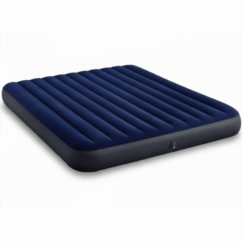 Двухместный надувной матрас Intex 64755, велюровый, 183x203x25 см, Dura-Beam, до 273 кг, синий 2472511809 фото