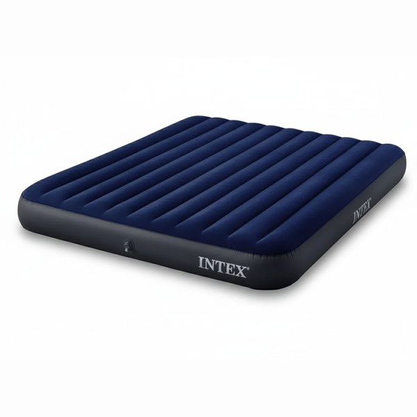 Двухместный надувной матрас Intex 64755, велюровый, 183x203x25 см, Dura-Beam, до 273 кг, синий 2472511809 фото
