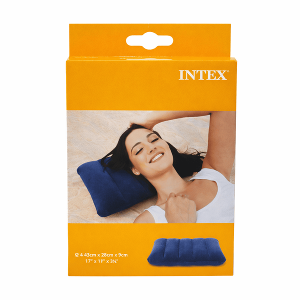 Полуторний надувний матрац Intex 64758 у комплекті з ручним насосом та 2 подушками велюровий, 137x191x25 см Dura-Beam до 170 кг, синій id_29534 фото