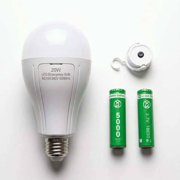 Аварийная лампочка аккумуляторная 20W E27 LED лампа со съемными аккумуляторами 18650 и подвесным колпачком с кнопкой 2472511807 фото