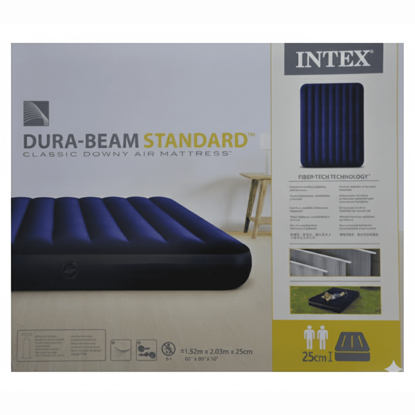 Надувной матрас Intex 64759 велюровый 152х203х25 см и ручной насос Intex 68612 id_29566 фото
