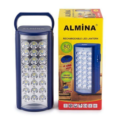 Аварійний акумуляторний ліхтар Almina MX-2606L з функцією Power Bank (24 LED, 6V 4Ah) для дому та кемпінгу синій id_48014 фото