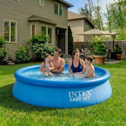 Надувний басейн Intex 28106 Easy Set 244х61 см круглий сімейний дитячий синій 1941 л для дачі та двору 115680 фото