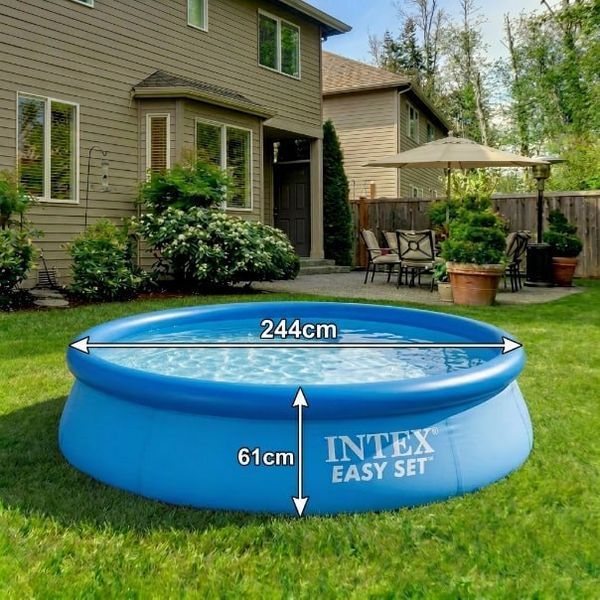 Надувний басейн Intex 28106 Easy Set 244х61 см круглий сімейний дитячий синій 1941 л для дачі та двору 115680 фото
