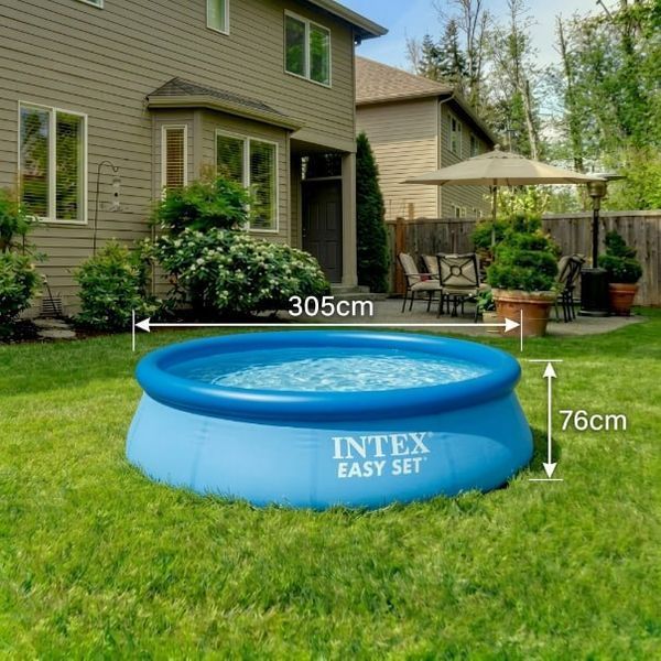 Надувной бассейн Intex 28120 Easy Set 305х76 см круглый семейный большой синий 3853 л для дачи и двора 28694 фото