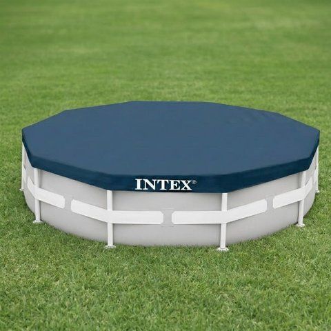 Тент для каркасного басейну Intex 28031 366 см круглий захисний чохол від сміття та дощу для басейнів 120489 фото