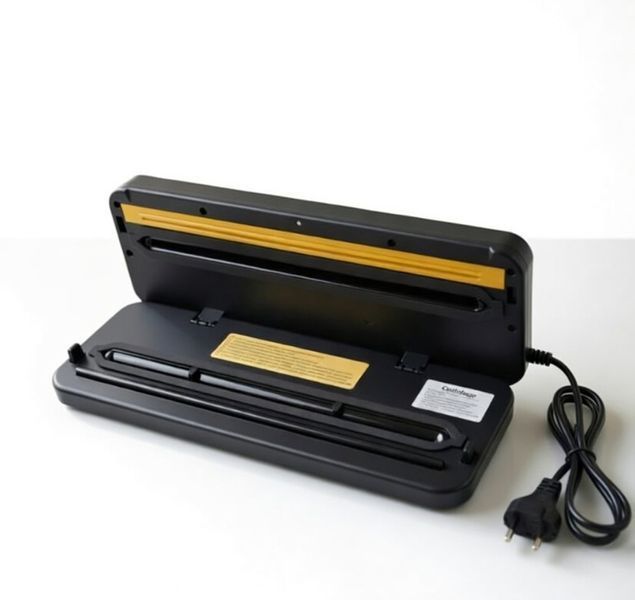 Вакууматор для продуктів Vacuum Sealer 120 Вт з різаком рулон 5м 20 см та 10 пакетів Сріблястий id_28019 фото